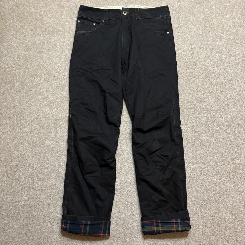 Kuhl Hot Rydr Pants Mens 32x34 Custom Waxed Dark Brown Patina Dye Flannel Lined